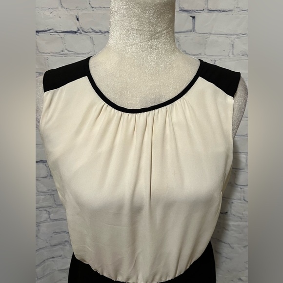 Ann Taylor Loft Black Ivory Color Block Combo Sheath Dress 4 - Picture 2 of 7
